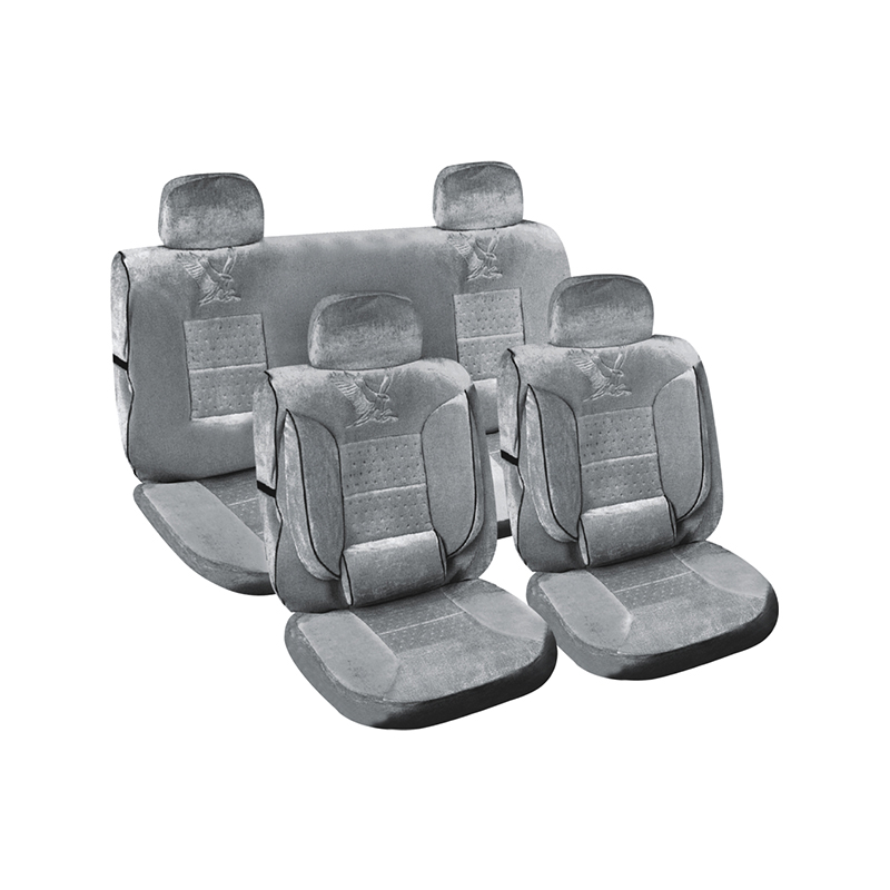 LF-81080 Juego de fundas para asiento de coche de terciopelo gris con reposacabezas