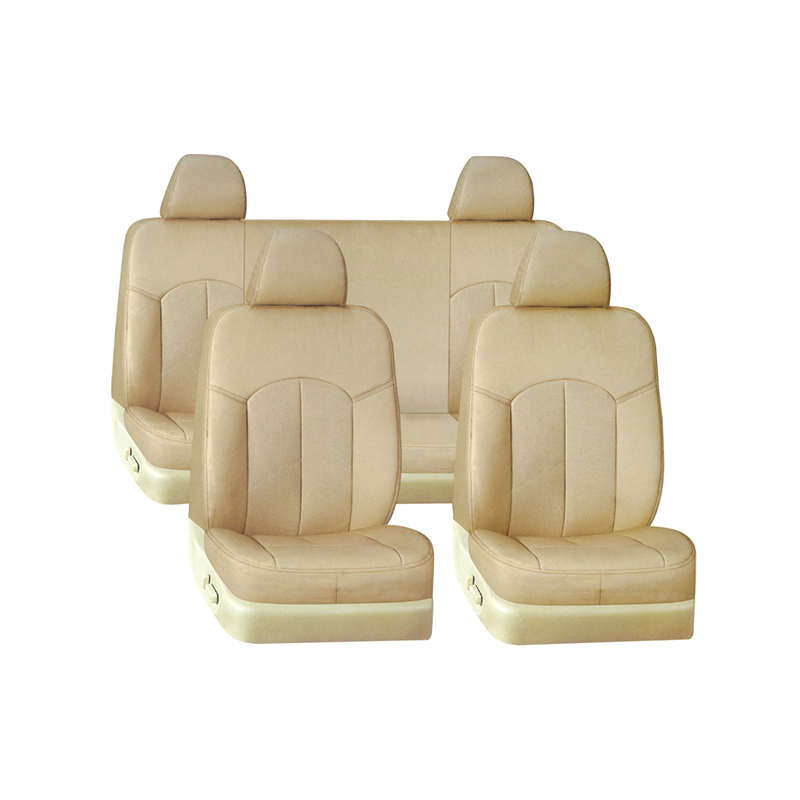 LF-81076 Juego completo de fundas para asientos de automóvil tipo banco dividido delantero y trasero color beige